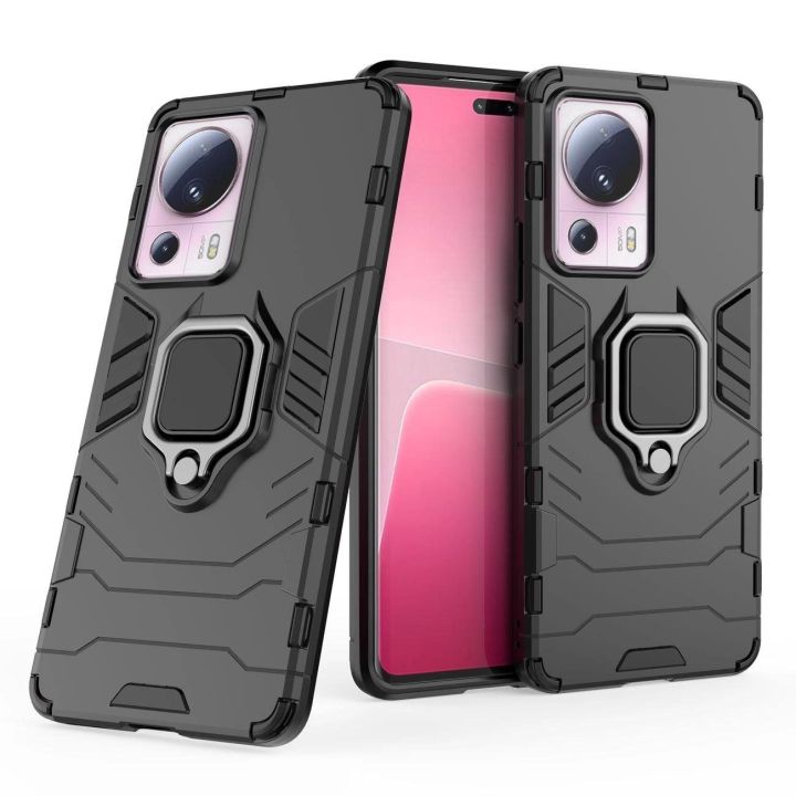 Ring Armor dėklas Xiaomi 13 Lite šarvuotas dėklas magnetinis laikiklis žiedas juodas