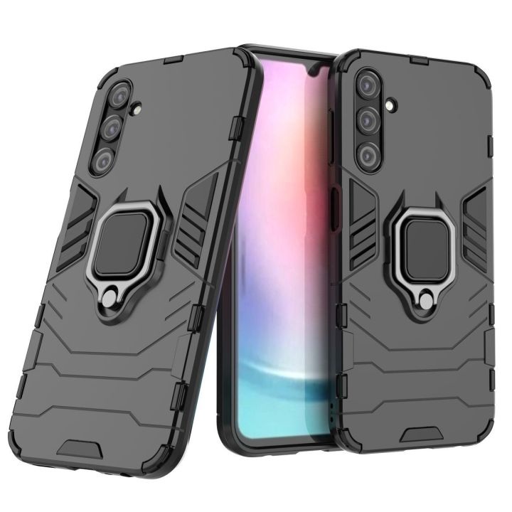 Ring Armor dėklas Samsung Galaxy A24 4G šarvuotas dėklas su magnetiniu laikikliu žiedas juodas