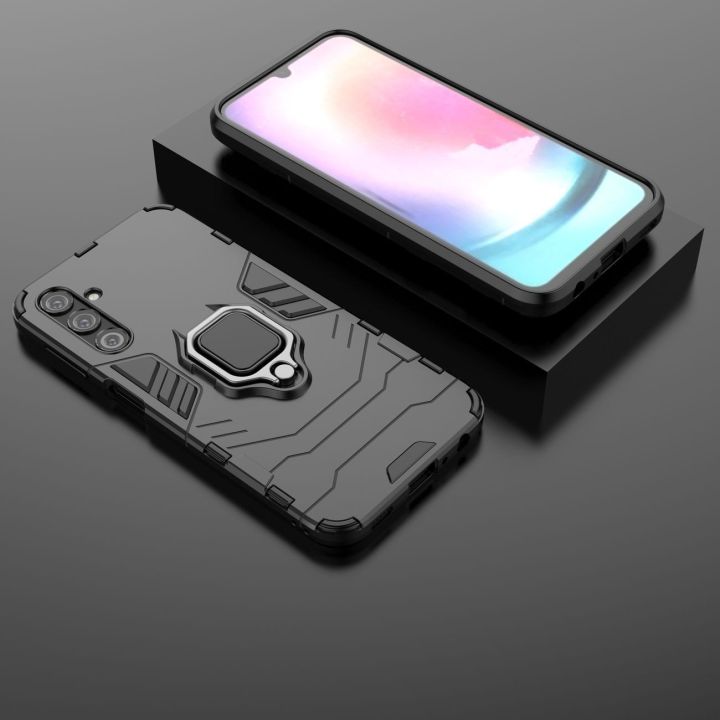 Ring Armor dėklas Samsung Galaxy A24 4G šarvuotas dėklas su magnetiniu laikikliu žiedas juodas