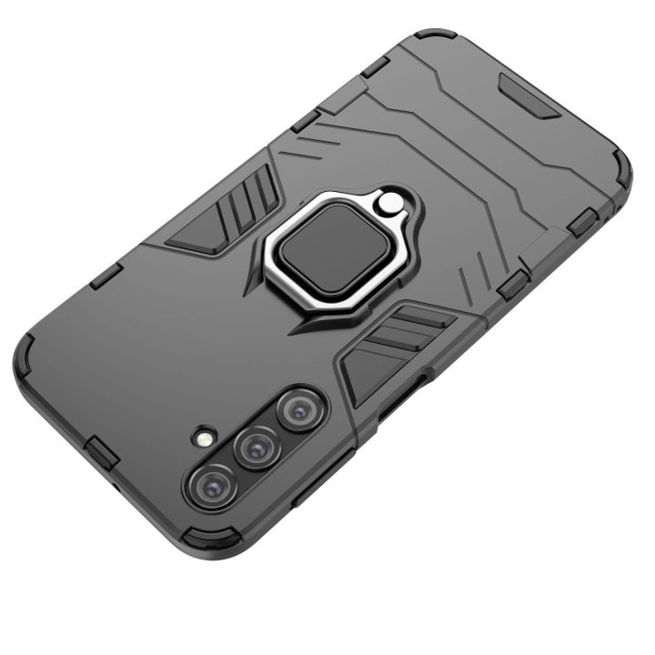 Ring Armor dėklas Samsung Galaxy A24 4G šarvuotas dėklas su magnetiniu laikikliu žiedas juodas