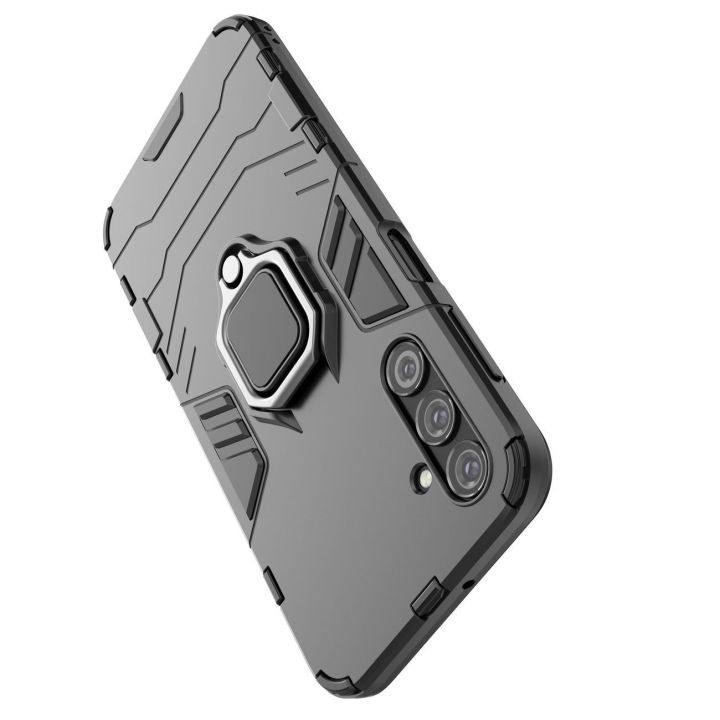 Ring Armor dėklas Samsung Galaxy A24 4G šarvuotas dėklas su magnetiniu laikikliu žiedas juodas