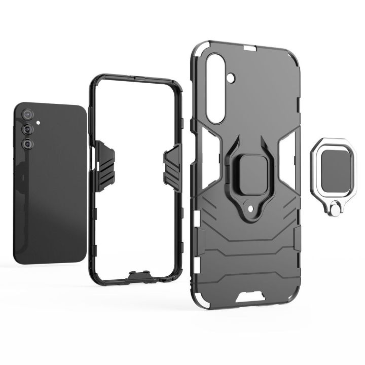 Ring Armor dėklas Samsung Galaxy A24 4G šarvuotas dėklas su magnetiniu laikikliu žiedas juodas