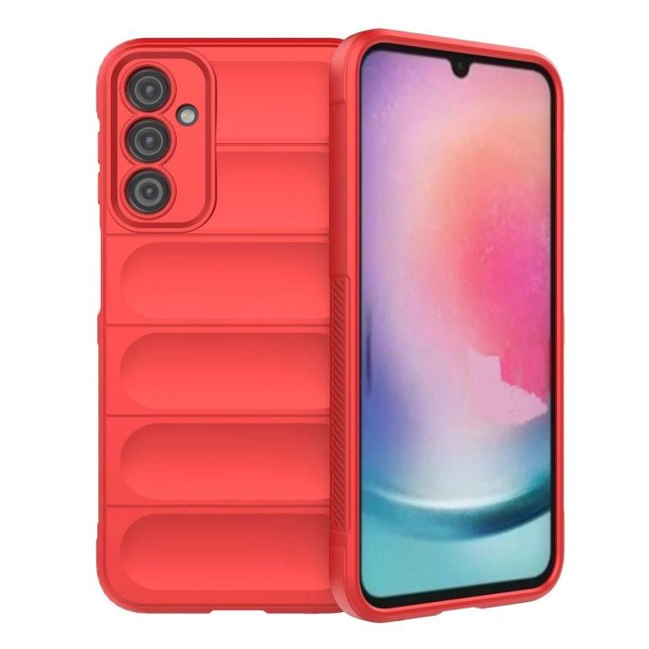 Samsung Galaxy A24 4G lankstus šarvuotas dėklas raudonos spalvos