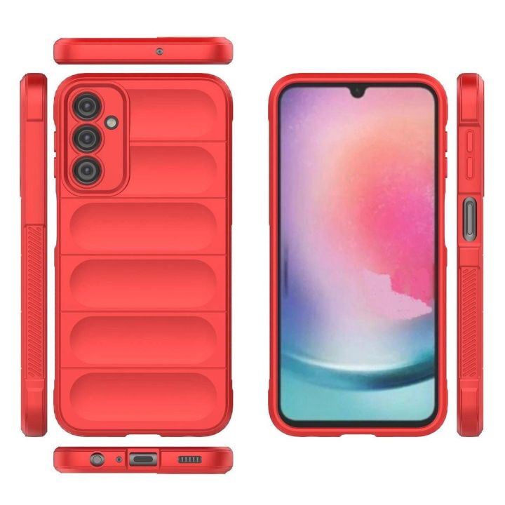 Samsung Galaxy A24 4G lankstus šarvuotas dėklas raudonos spalvos