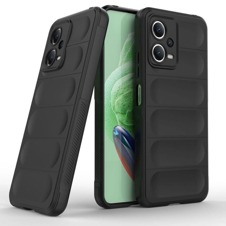 Xiaomi Redmi Note 12 5G / Poco X5 5G lanksčiam šarvuotam dėklui, juodos spalvos