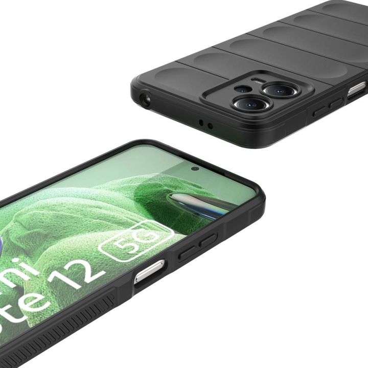 Xiaomi Redmi Note 12 5G / Poco X5 5G lanksčiam šarvuotam dėklui, juodos spalvos