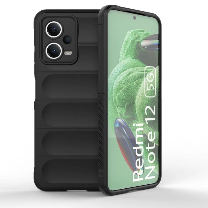 Xiaomi Redmi Note 12 5G / Poco X5 5G lanksčiam šarvuotam dėklui, juodos spalvos