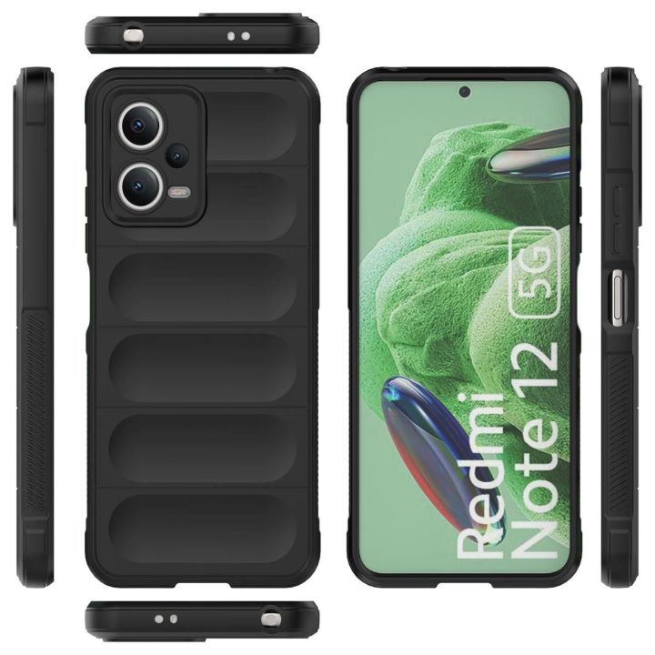 Xiaomi Redmi Note 12 5G / Poco X5 5G lanksčiam šarvuotam dėklui, juodos spalvos