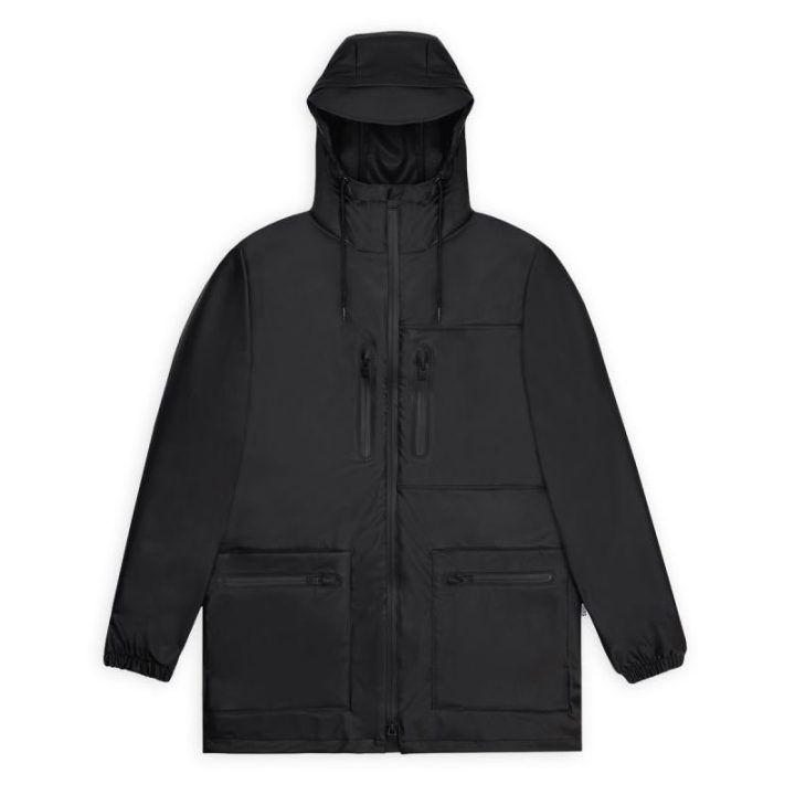 Ilga neperšlampama striukė Rains Cargo Long Jacket, juoda