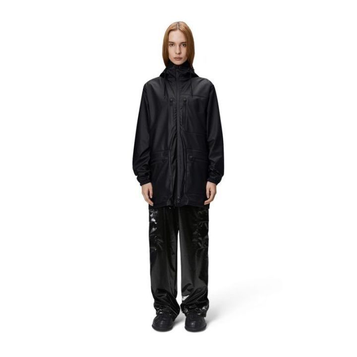 Ilga neperšlampama striukė Rains Cargo Long Jacket, juoda