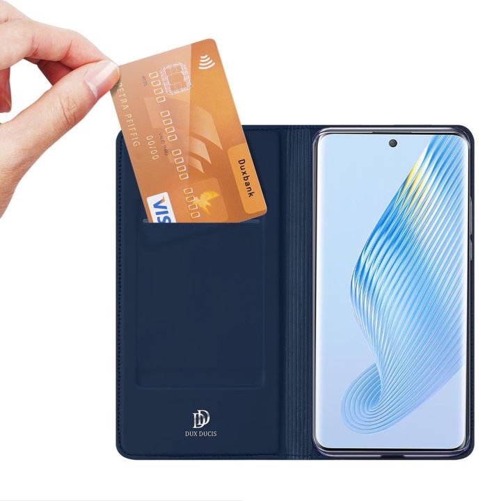 Skin Pro dėklas Honor Magic5 flip cover card wallet stand blue