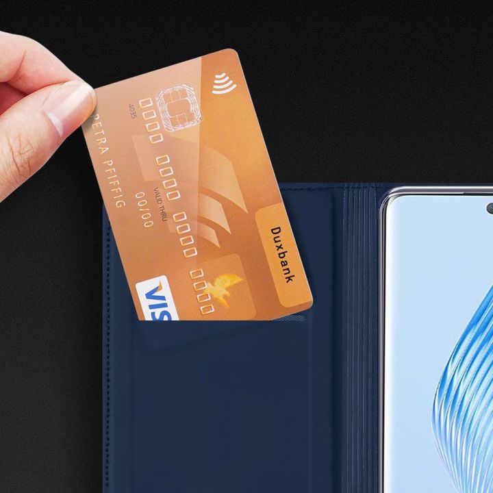 Skin Pro dėklas Honor Magic5 flip cover card wallet stand black