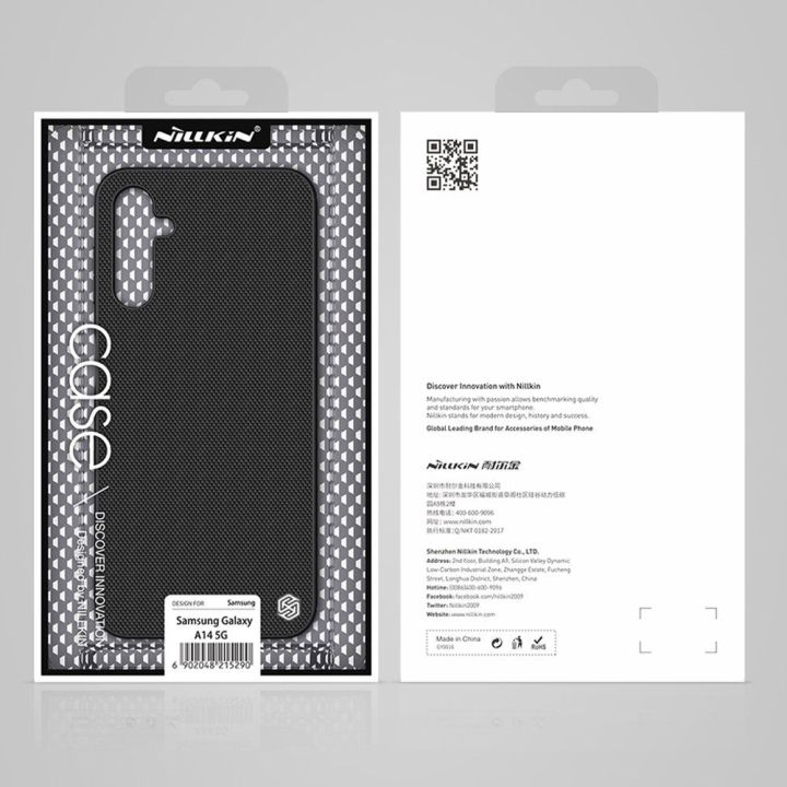 Nillkin tekstūruotas dėklas Samsung Galaxy A14 5G / Galaxy A14 sustiprintas nailoninis dėklas, juodas