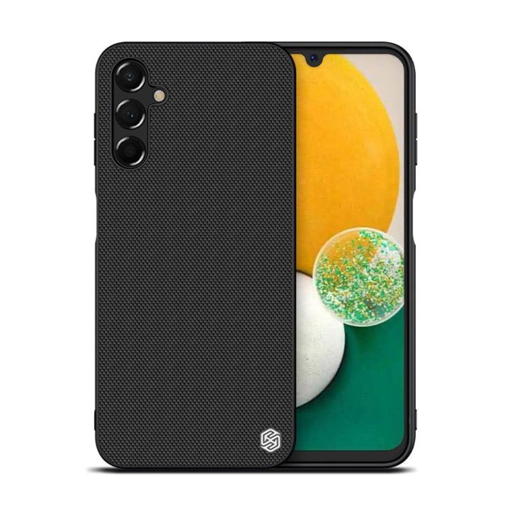 Nillkin tekstūruotas dėklas Samsung Galaxy A14 5G / Galaxy A14 sustiprintas nailoninis dėklas, juodas