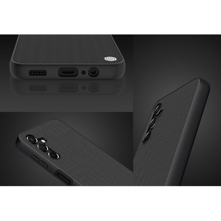 Nillkin tekstūruotas dėklas Samsung Galaxy A14 5G / Galaxy A14 sustiprintas nailoninis dėklas, juodas