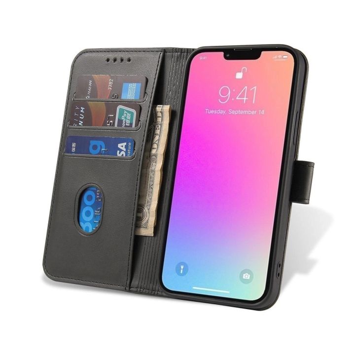 Magnetinis dėklas Vivo Y16 / Vivo Y02s, skirtas Vivo Y16 / Vivo Y02s, apverčiamam dangteliui, piniginei, juodos spalvos
