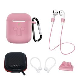 AirPods 2 / AirPods 1 silikoninio dėklo rinkinys + dėklas / ausų spaustukas / kaklo dirželis / laikrodžio dirželio laikiklis / k