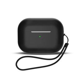 Silikoninis dėklas AirPods 1 / AirPods 2 + riešo dirželis - juodas