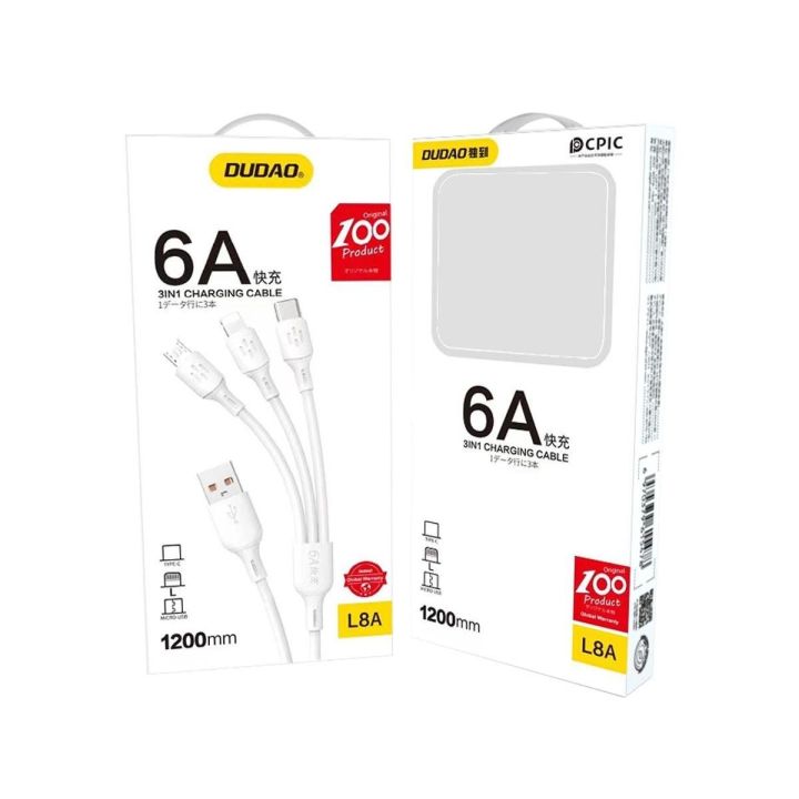 Kabelis L8A C / micro USB / Lightning 480Mb/s 1,2 m - baltas