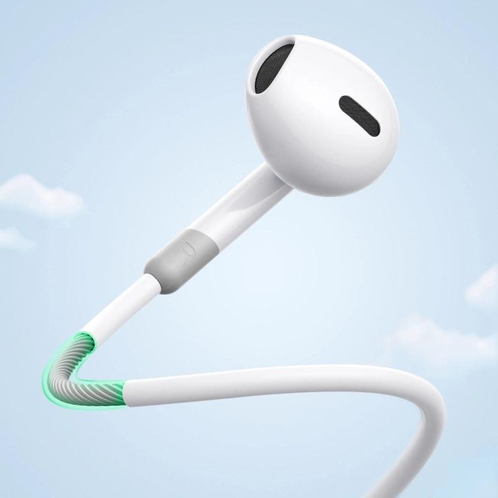Laidinės mini jack ausinės su nuotolinio valdymo pulteliu JR-EW01 - baltos spalvos