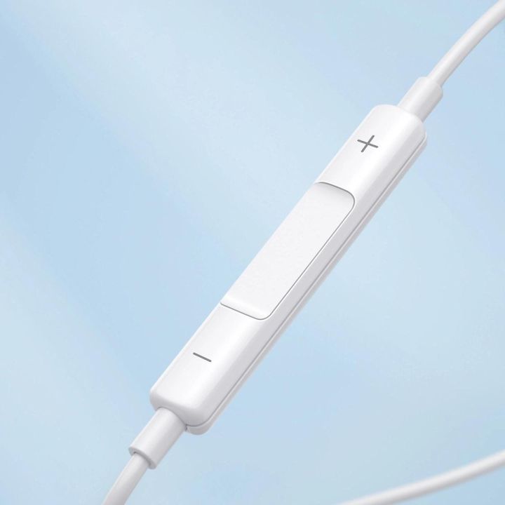 Laidinės mini jack ausinės su nuotolinio valdymo pulteliu JR-EW01 - baltos spalvos