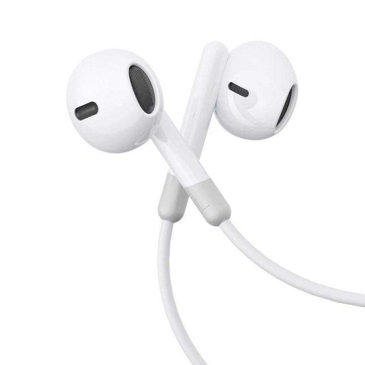 Laidinės mini jack ausinės su nuotolinio valdymo pulteliu JR-EW01 - baltos spalvos
