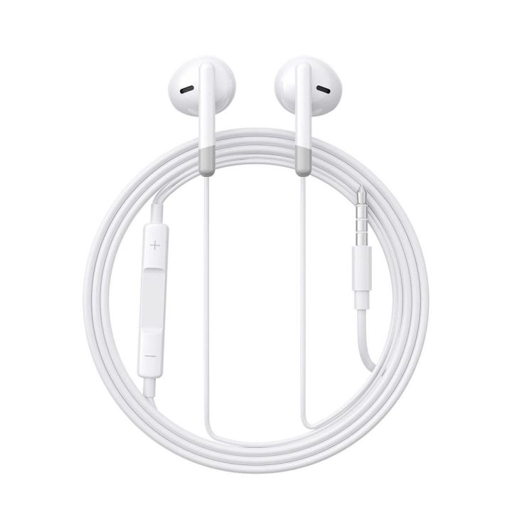 Laidinės mini jack ausinės su nuotolinio valdymo pulteliu JR-EW01 - baltos spalvos