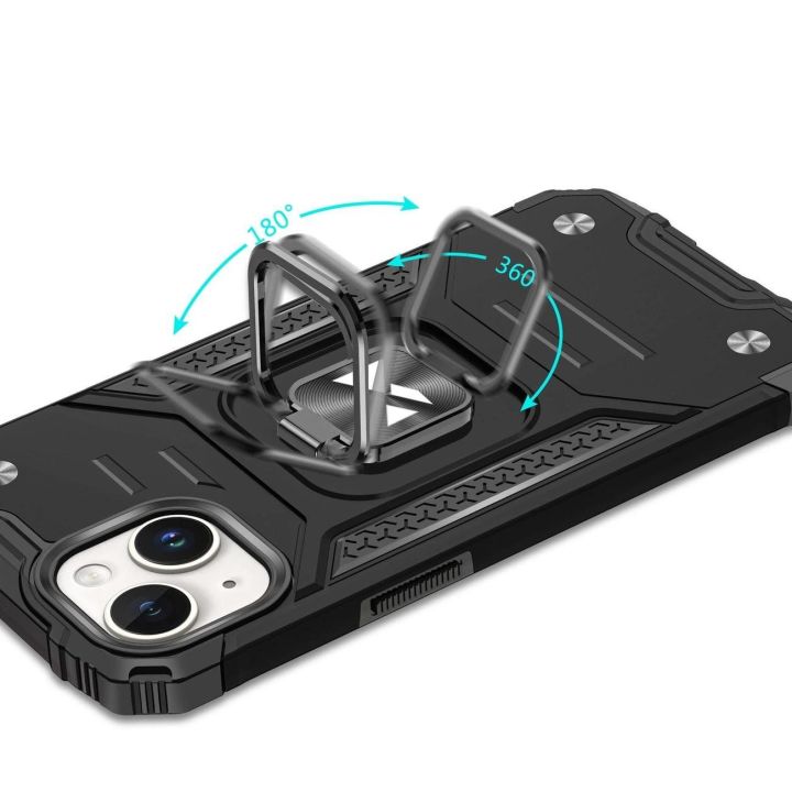 Šarvuotas dėklas su pirštų laikikliu iPhone 15 Plus Ring Armor - rožinis auksas
