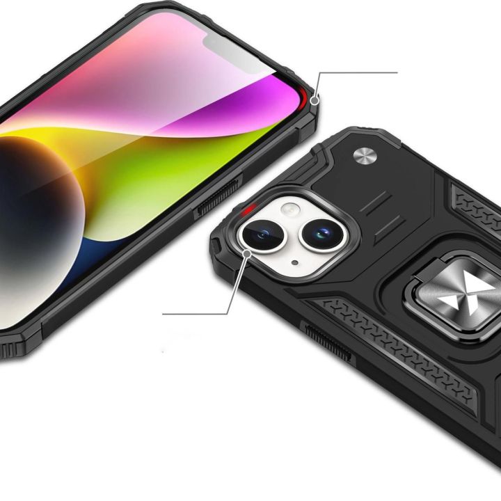 Šarvuotas dėklas su pirštų laikikliu iPhone 15 Plus Ring Armor - rožinis auksas