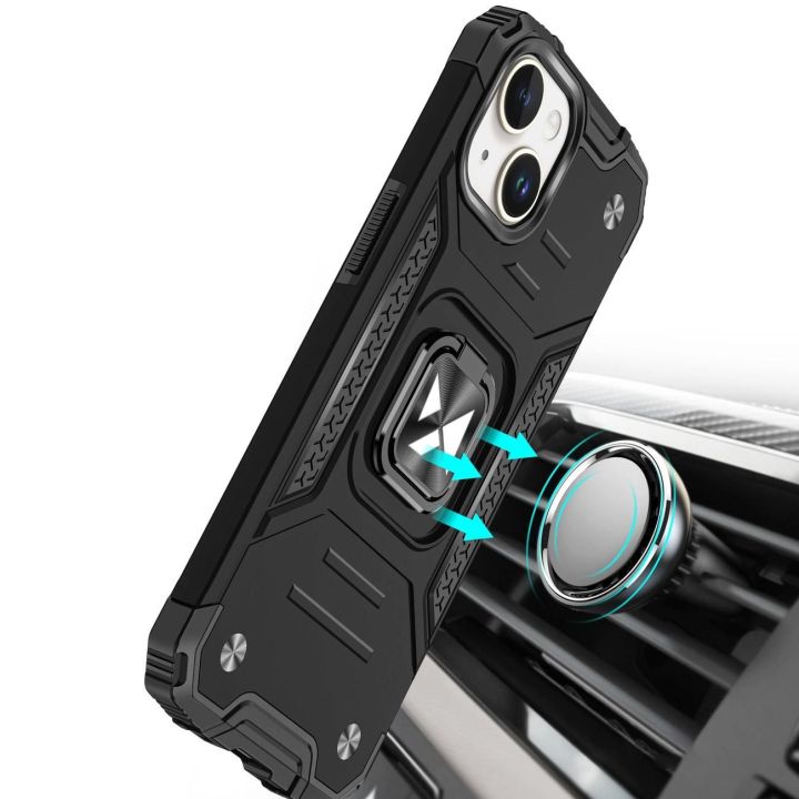 Šarvuotas dėklas su pirštų laikikliu iPhone 15 Plus Ring Armor - sidabrinis