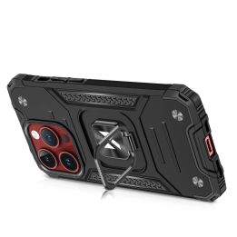 Šarvuotas dėklas su pirštų laikikliu iPhone 15 Pro Max Ring Armor - rožinio aukso spalvos