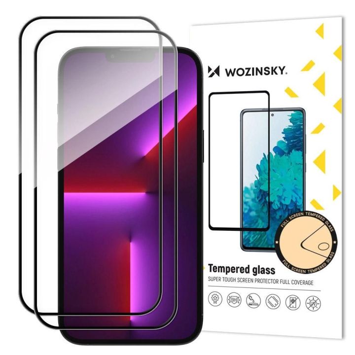 Viso ekrano grūdintas stiklas 2 vnt. Full Glue su rėmeliu, skirtas iPhone 15 - juodas