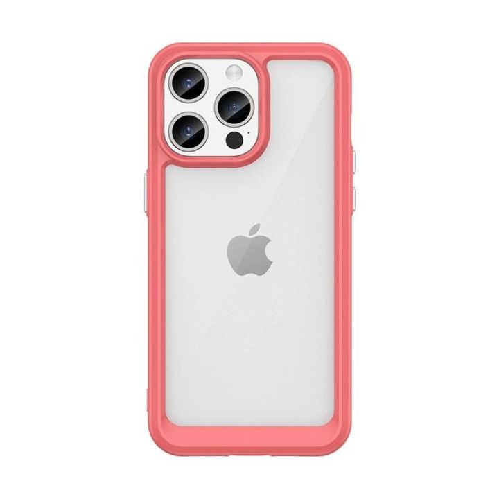 Sustiprintas dėklas su lanksčiu rėmeliu iPhone 15 Outer Space - raudonas