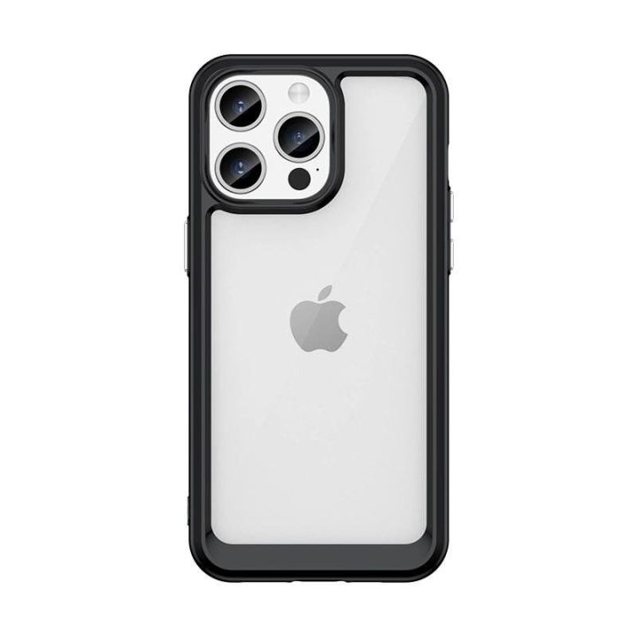 Sustiprintas dėklas su lanksčiu rėmeliu iPhone 15 Pro Outer Space - juodas