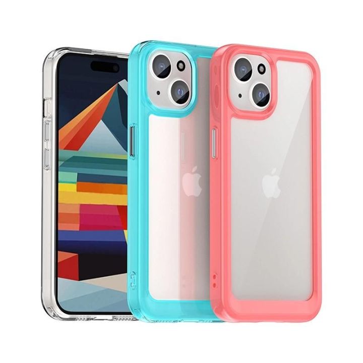 Sustiprintas dėklas su lanksčiu rėmeliu iPhone 15 Plus Outer Space - skaidrus