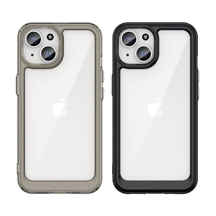 Sustiprintas dėklas su lanksčiu rėmeliu iPhone 15 Plus Outer Space - skaidrus