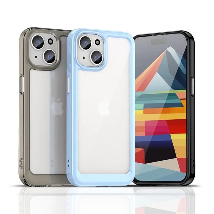 Sustiprintas dėklas su lanksčiu rėmeliu iPhone 15 Plus Outer Space - mėlynas