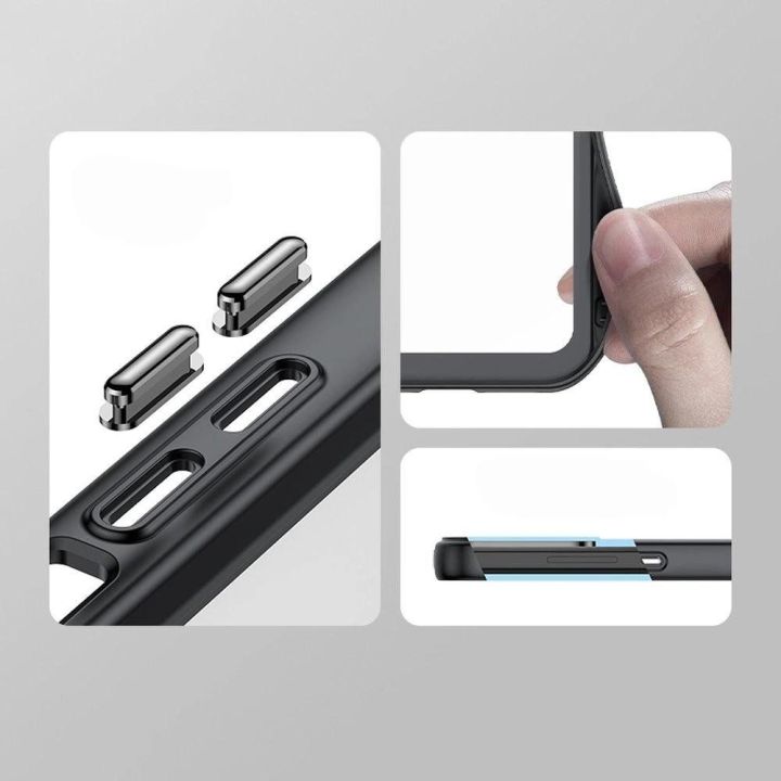 Sustiprintas dėklas su lanksčiu rėmeliu iPhone 15 Plus Outer Space - juodas