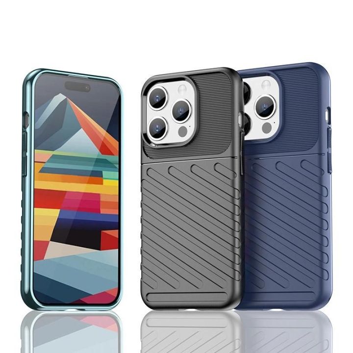 Šarvuotas iPhone 15 Pro Thunder dėklas - mėlynas