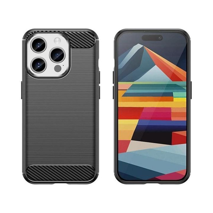 Lankstus anglies rašto dėklas iPhone 15 Pro Carbon Case - juodas