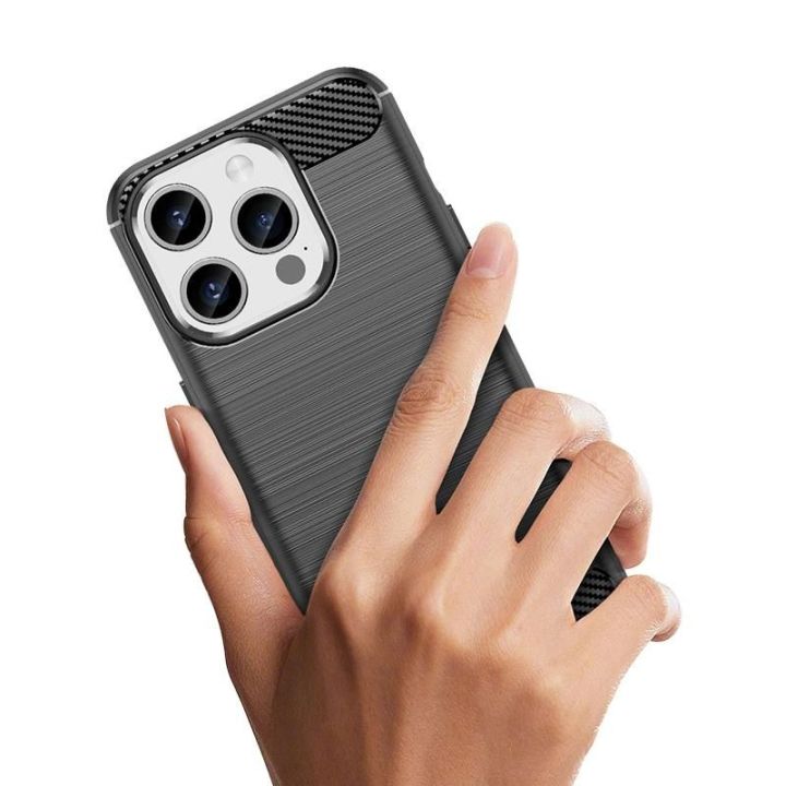 Lankstus anglies rašto dėklas iPhone 15 Pro Carbon Case - juodas