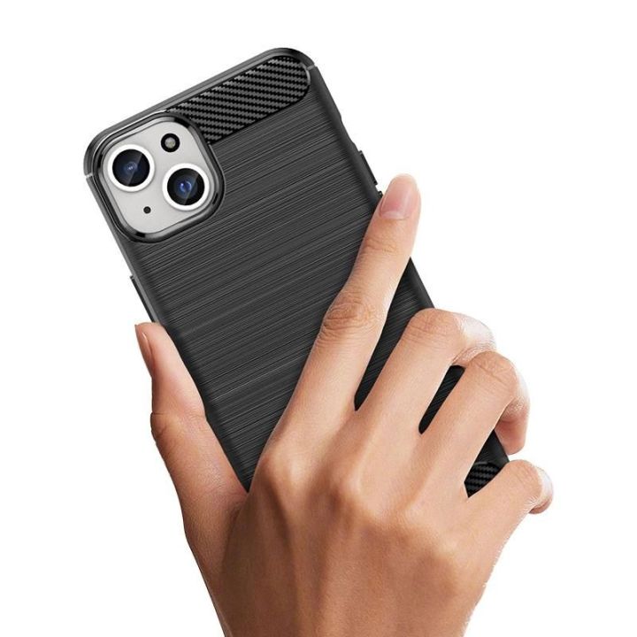 Lankstus iPhone 15 Plus anglies dygsnio dėklas, skirtas Carbon Case - mėlynas