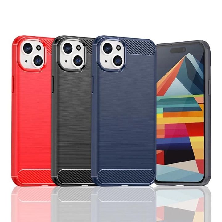 Lankstus iPhone 15 Plus anglies dygsnio dėklas, skirtas Carbon Case - mėlynas