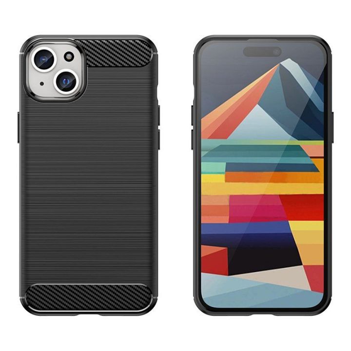 Lankstus iPhone 15 Plus anglies dygsnio dėklas, skirtas Carbon Case - juodas