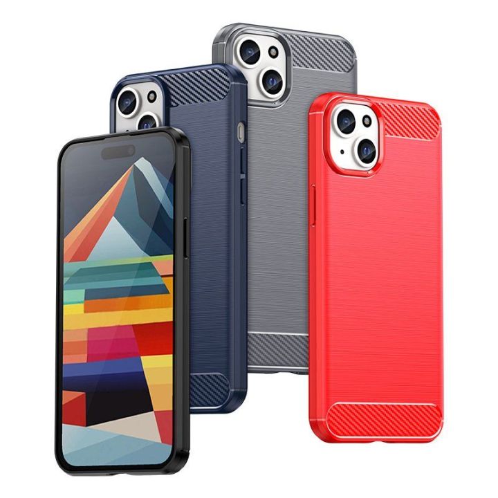 Lankstus iPhone 15 Plus anglies dygsnio dėklas, skirtas Carbon Case - juodas