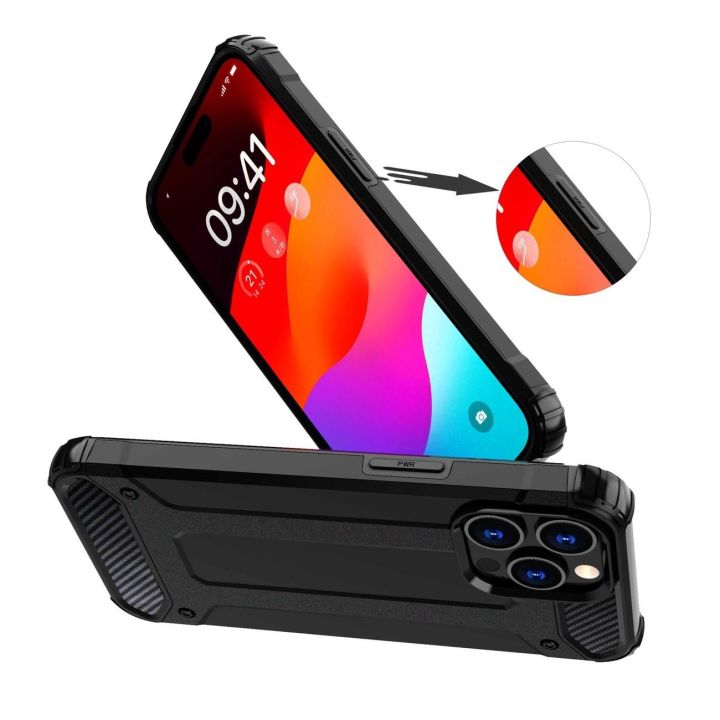 Šarvuotas dėklas iPhone 15 Pro Hybrid Armor - mėlynas