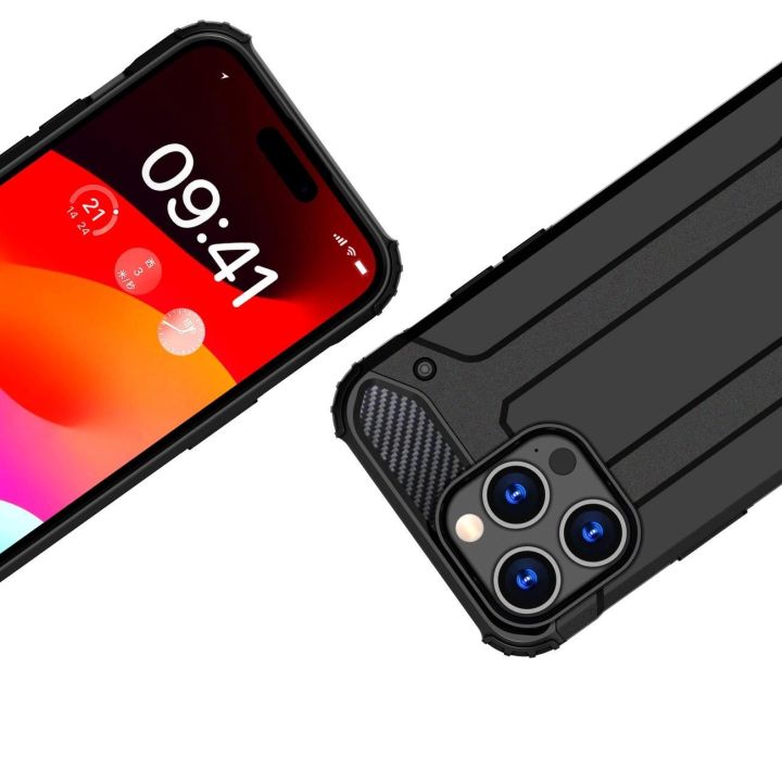 Šarvuotas dėklas iPhone 15 Pro Hybrid Armor - mėlynas