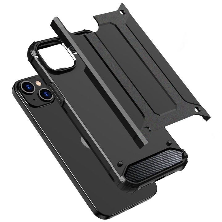Šarvuotas dėklas iPhone 15 Plus Hybrid Armor - mėlynas