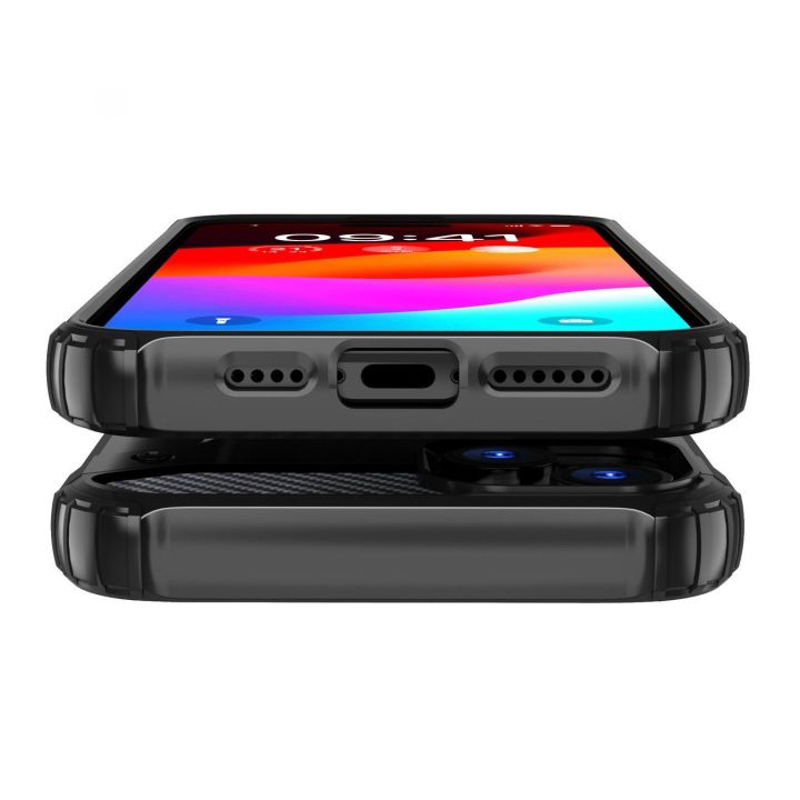Šarvuotas dėklas iPhone 15 Plus Hybrid Armor - mėlynas
