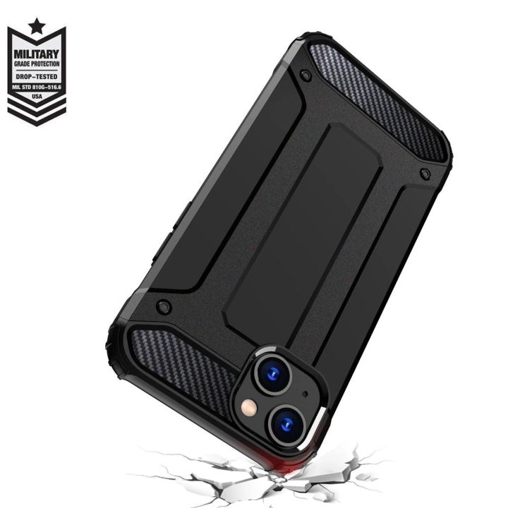 Šarvuotas dėklas iPhone 15 Plus Hybrid Armor - juodas